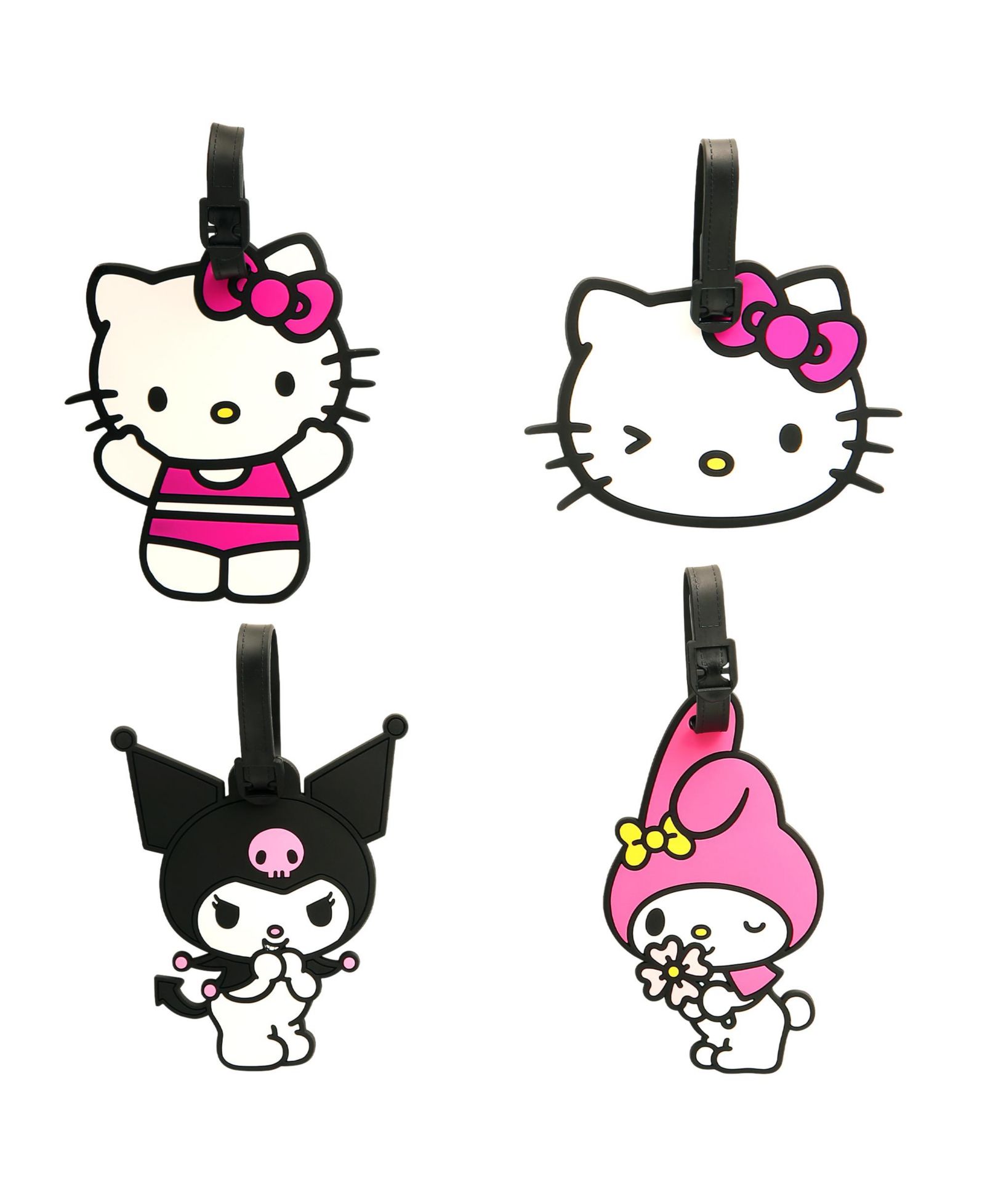 Sanrio Hello Kitty Luggage Tag Kuromi, My Melody, Hello Kitty PVC Travel Tags Gifts - Set of 4