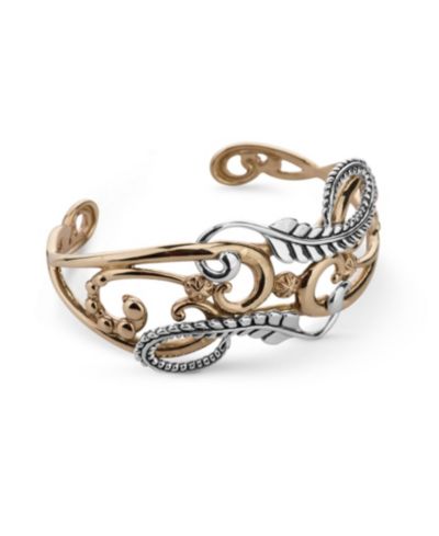 Женский браслет cuff American West Jewelry из стерлингового серебра и латуни с цветочным дизайном, размер S-L