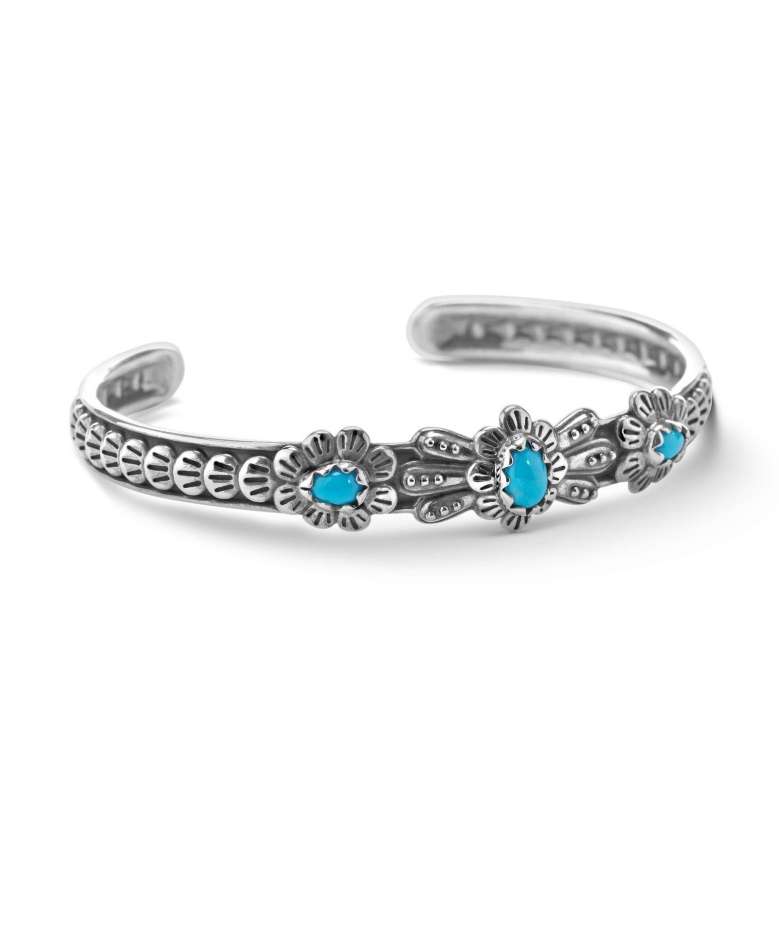 Браслет American West Sterling Silver Women's Cuff с бирюзой и цветами, размер Small - Large
