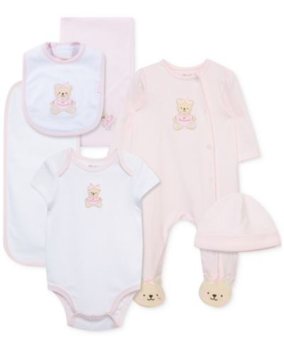 Подарочный набор для новорожденных Little Me Baby Girls Sweet Bear Cotton, 6 шт.