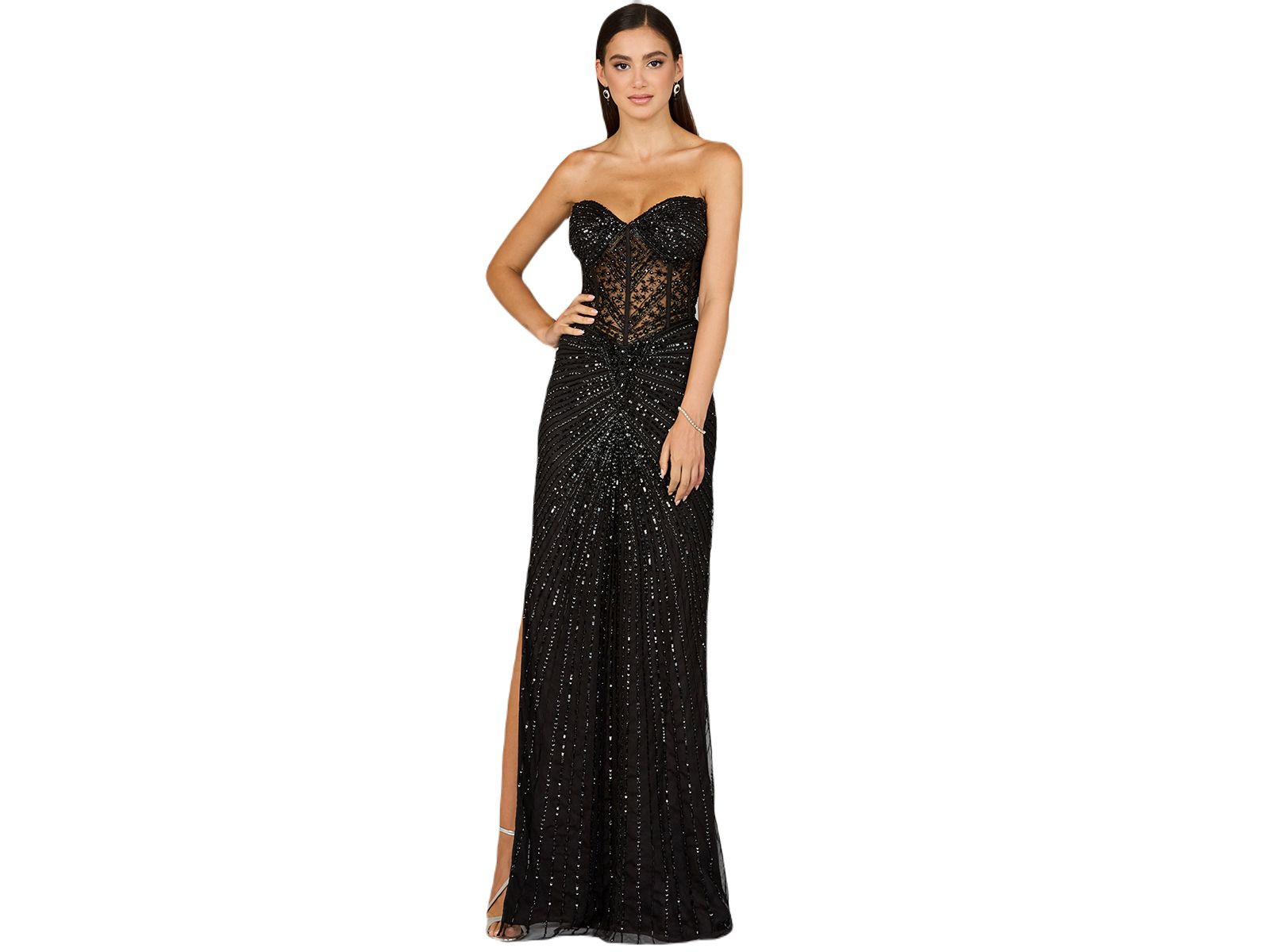 Lara Women's Embellished Strapless Gown with Slit