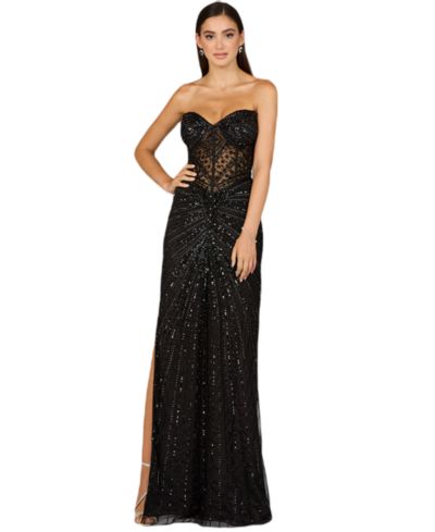 Lara Women's Embellished Strapless Gown with Slit