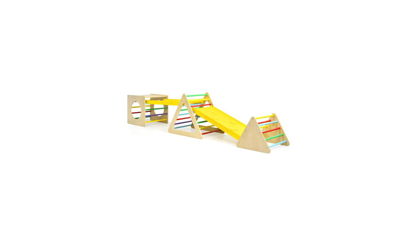 Slickblue Toddler 5 in 1 Triangle Climber Play Gym Set with 2 Ramps