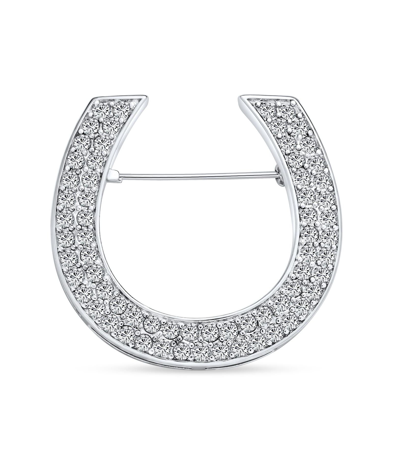 Брошь-подвеска Bling Jewelry Western Fashion Equestrian Cubic Zirconia Pave CZ Scarf Horseshoe