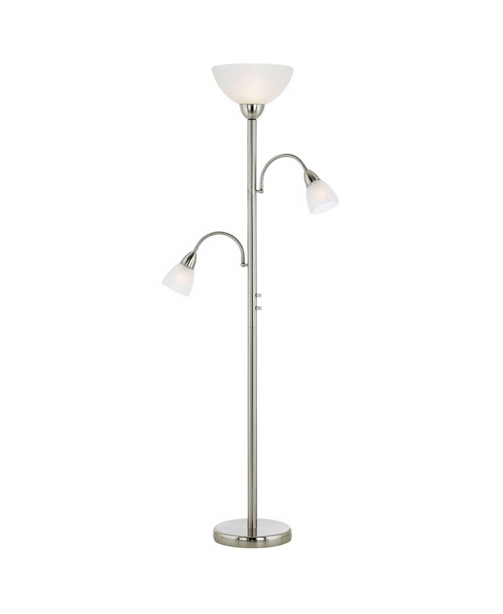 Possini Euro Design Alexei Modern Torchiere Floor Lamp with Side Lights 72" Tall Brushed Nickel White Crackle Glass for Living Room Reading Bedroom