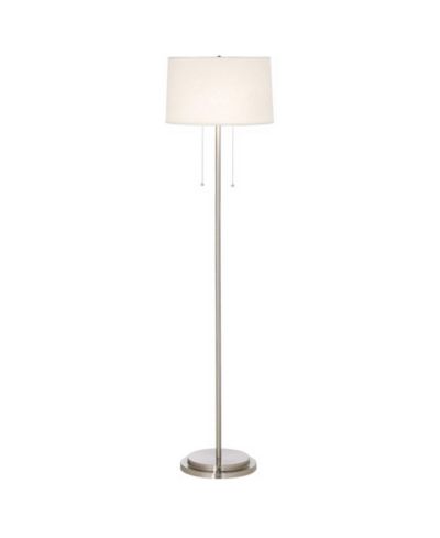 Possini Euro Design Simplicity Modern Floor Lamp 59" Tall Brushed Nickel Silver Tapered Drum Shade for Living Room Bedroom Office House Home
