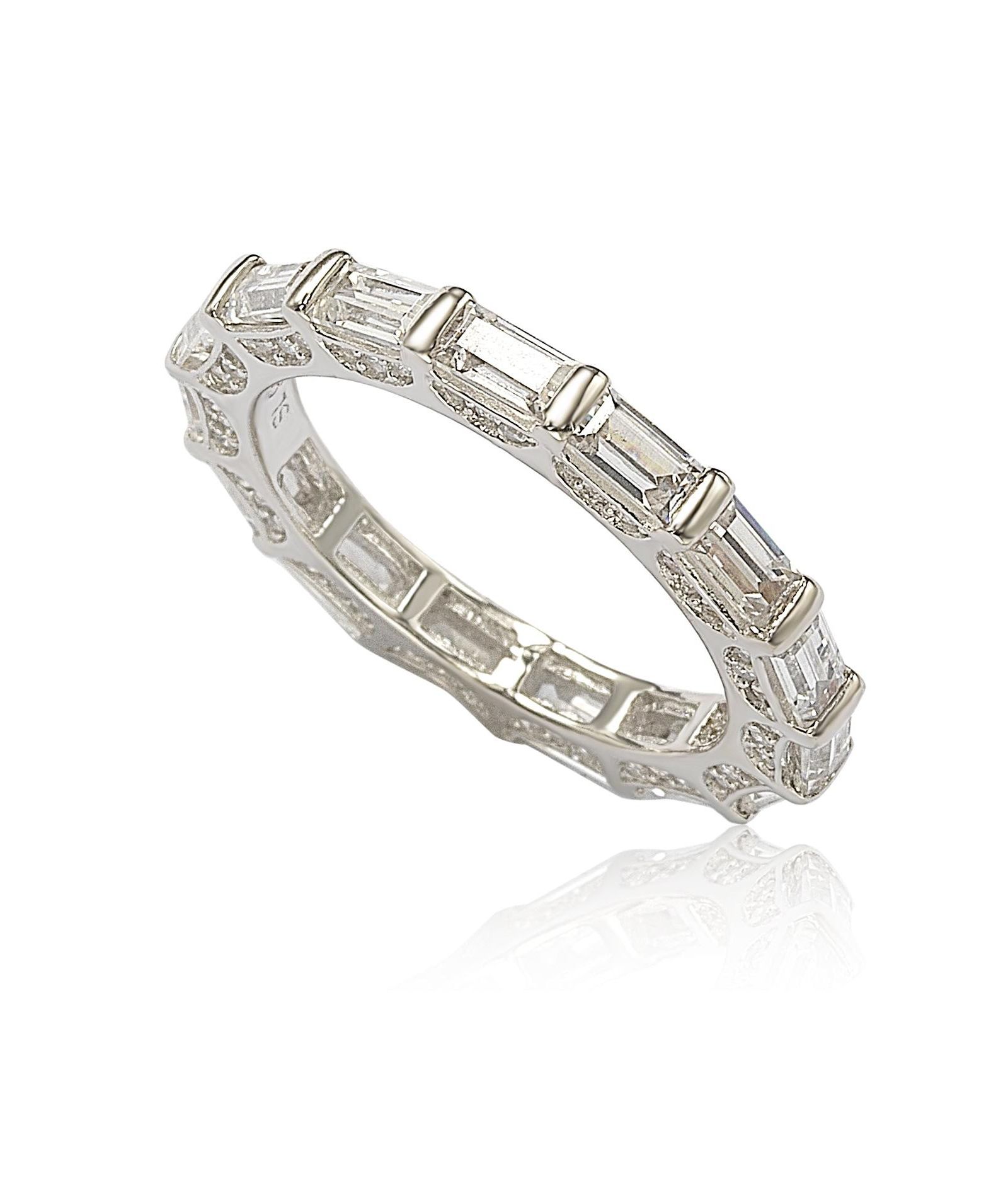 Кольцо Suzy Levian Sterling Silver Cubic Zirconia Petite Baguette Eternity Band