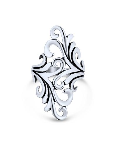 Кольцо Bling Jewelry Nature Swirl Leaf из серебра 925 Sterling Silver