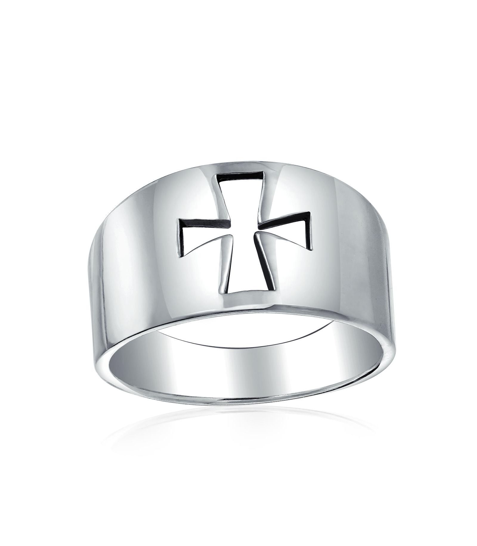 Bling Jewelry Кольцо-печатка с вырезанным крестом из стерлингового серебра.925