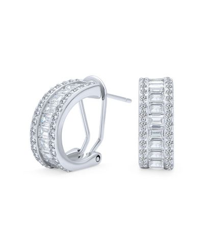 Серьги-кольца Bling Jewelry с кристаллами CZ и обратной застежкой Omega из стерлингового серебра