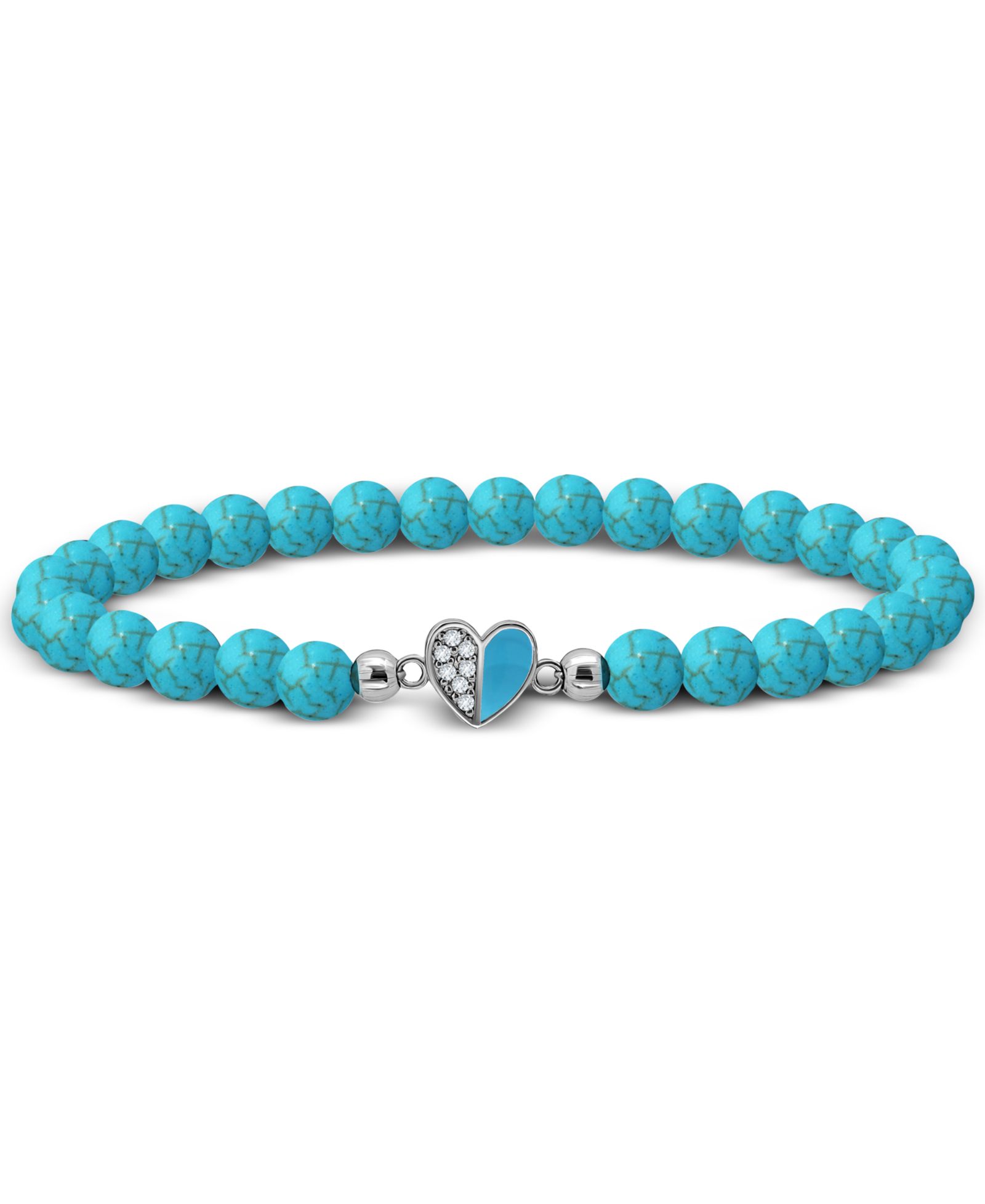Браслет Giani Bernini Howlite Chryscolla Bead & Cubic Zirconia Heart Stretch