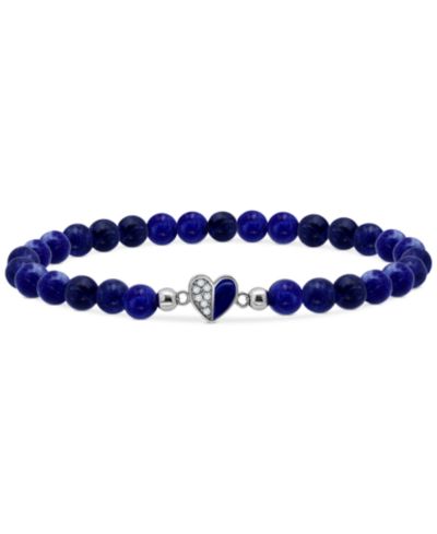 Giani Bernini Sodalite Bead & Cubic Zirconia Heart Stretch Bracelet, Created for Macy's