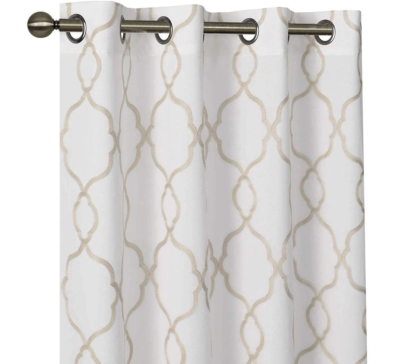 Kate Aurora 2 Pack Geo Trellis Double Layered Sheer Embroidered Grommet Curtains
