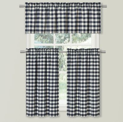 Комплект кухонных штор Kate Aurora Country Farmhouse Plaid Checkered Gingham 3 Pc Tier and Valance
