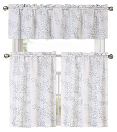 Комплект штор Kate Aurora Shabby Living Brielle 3 Piece Embroidered Floral Cafe Kitchen Curtain Tier & Valance