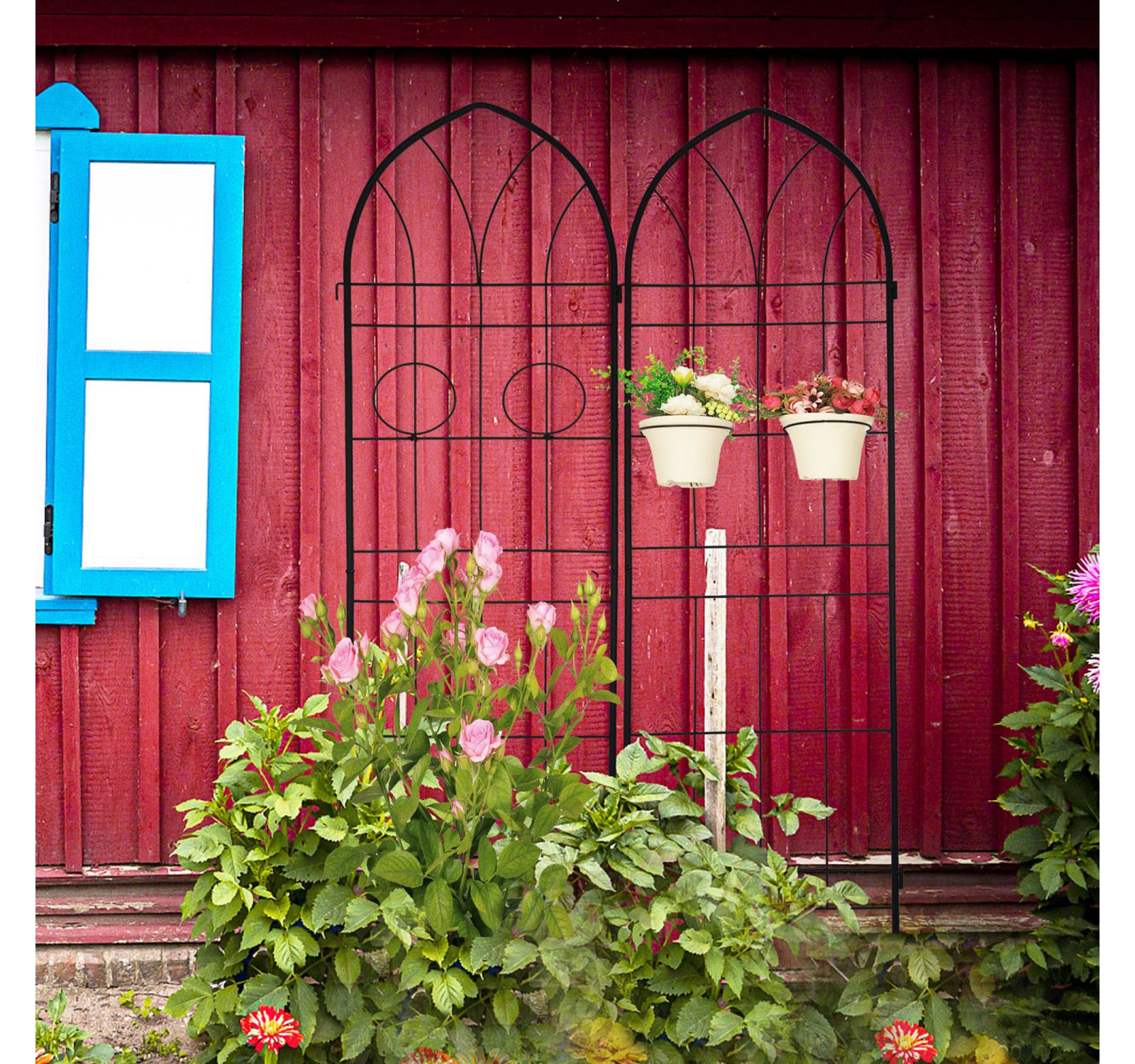 Streamdale Furniture Metal Garden Trellis 78.7" X 19.7" for Climbing Plants