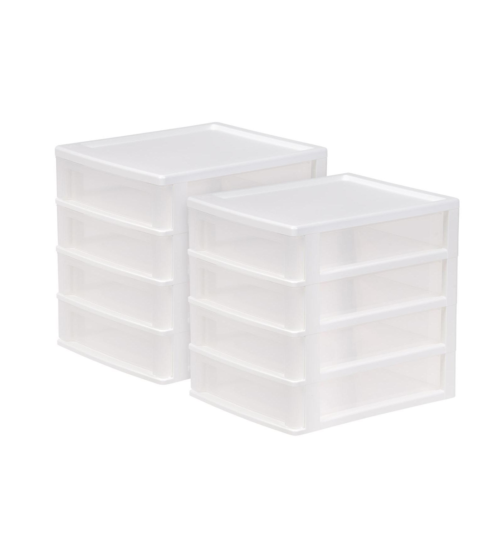 IRIS USA 2Pack 4 Drawers Plastic Clear View Desktop Storage Organizer