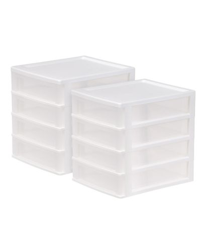 IRIS USA 2Pack 4 Drawers Plastic Clear View Desktop Storage Organizer