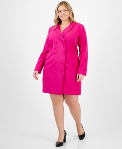 Tahari ASL Plus Size Milano Trench Button-Front Jacket Dress