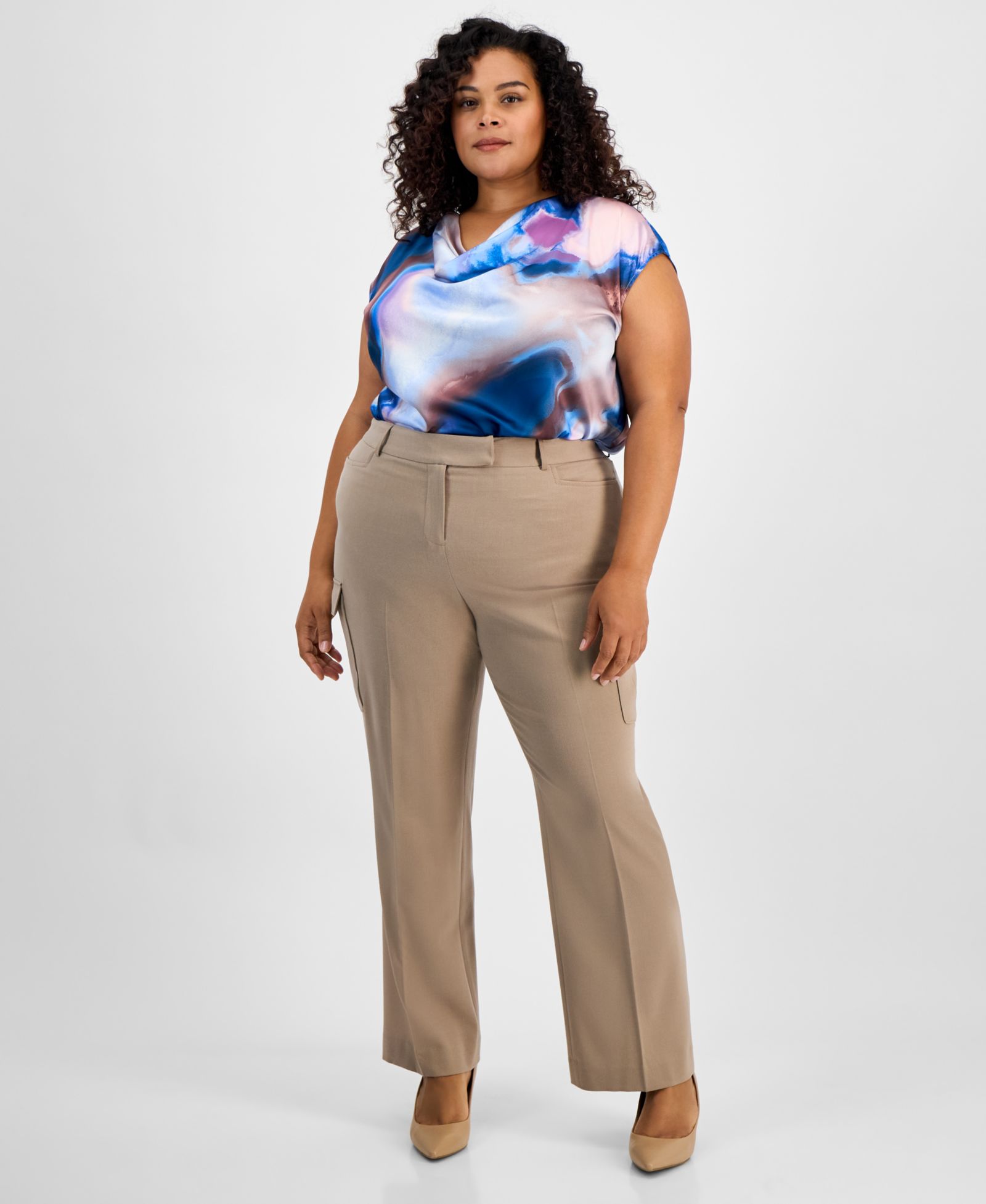 Tahari ASL Plus Size Straight-Leg Cargo Pants