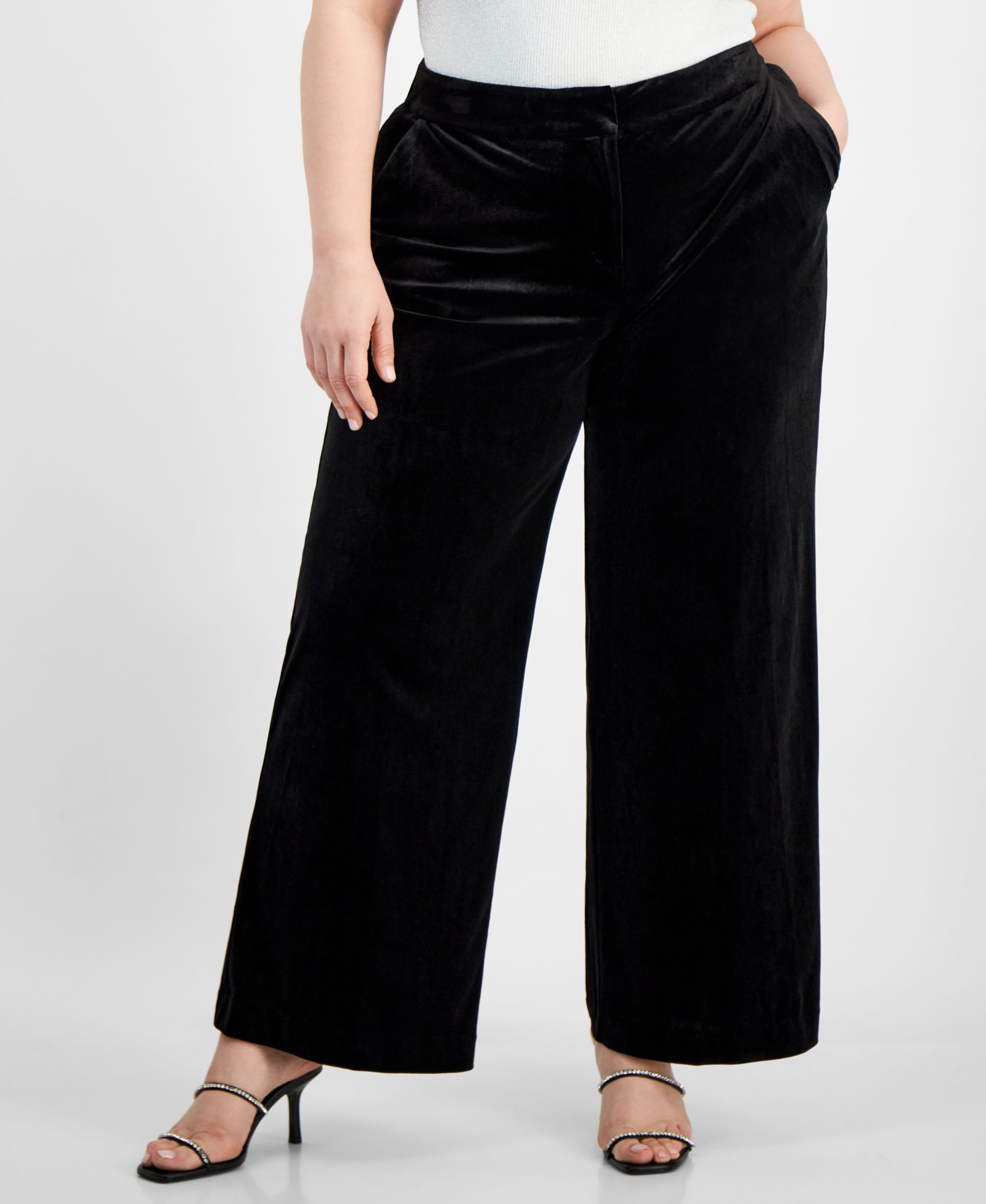 Брюки Tahari ASL Plus Size из бархата, широкие, с завышенной талией