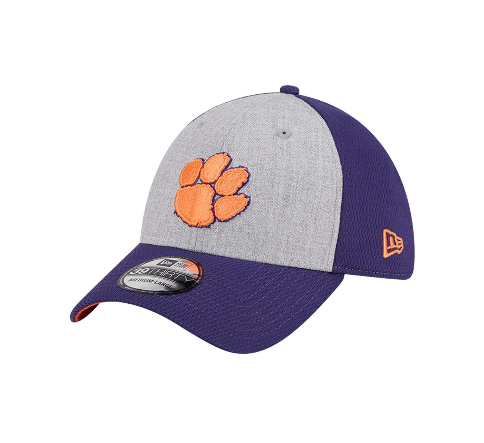New Era Мужская кепка 39THIRTY Flex Clemson Tigers двухцветная, серая/фиолетовая