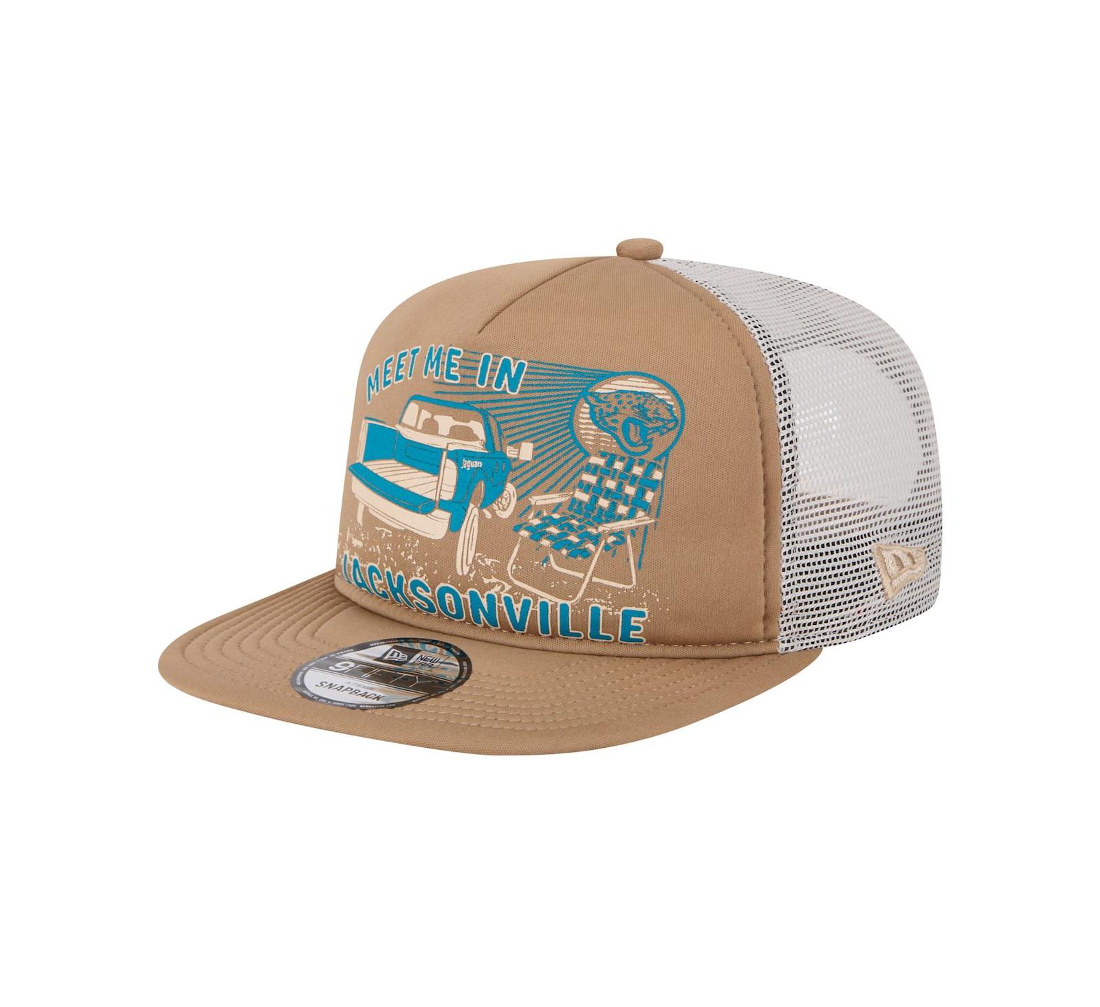 Мужская кепка New Era Tan Jacksonville Jaguars Meet Me 9FIFTY Snapback