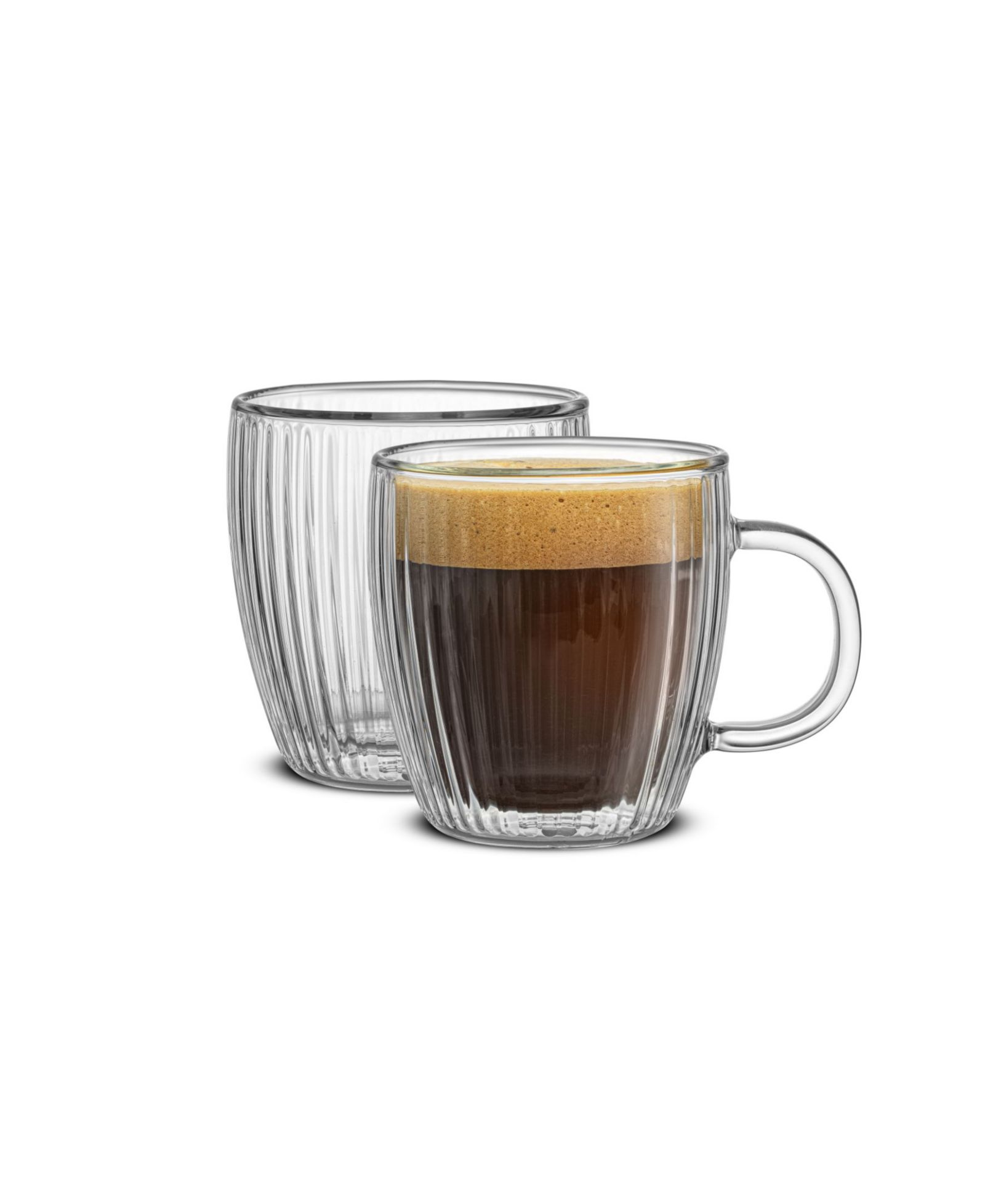 JoyJolt Fluted Glass Espresso Mugs, Set of 2