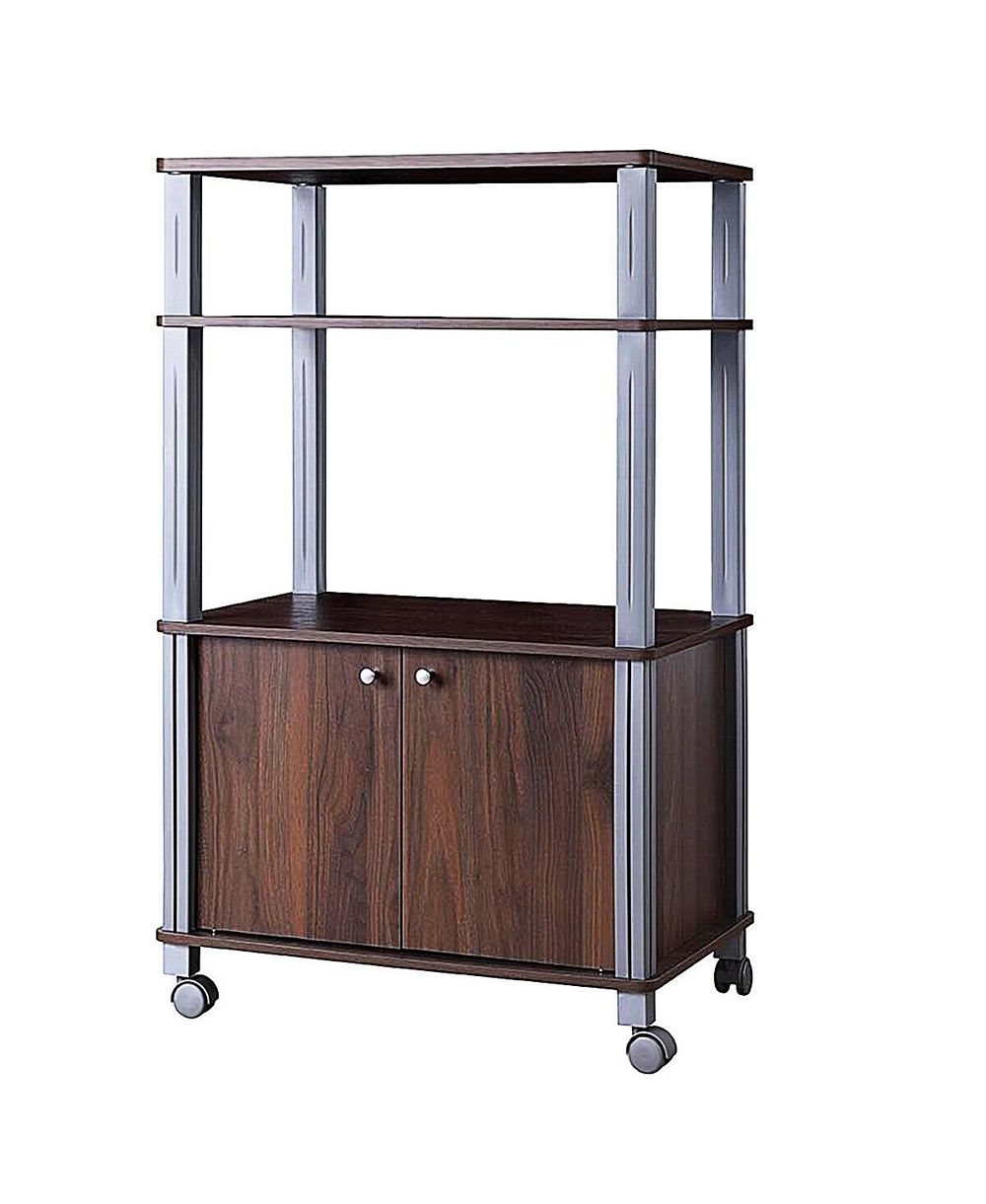 SUGIFT Multifunctional Rolling Kitchen Baker s Rack with 2-Tier Shelf and Cabinet