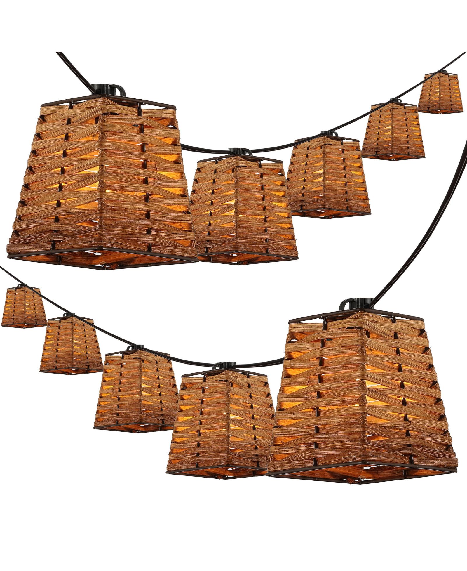 Jonathan Y Quinn декоративная гирлянда LED G40 Square Bamboo Shaded, Brown