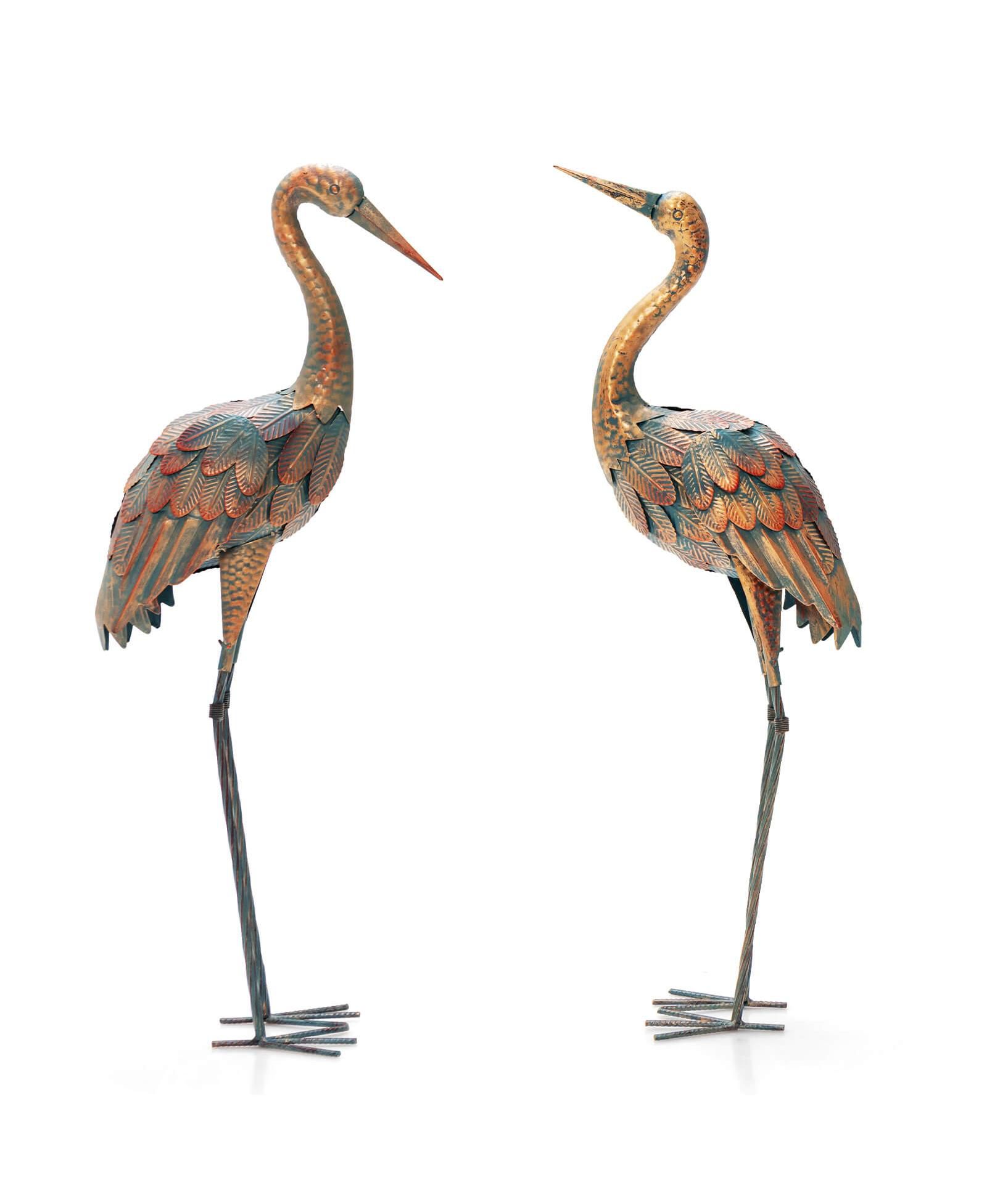 Комплект из 2 садовых статуй Slickblue Crane Garden Statues, металлические