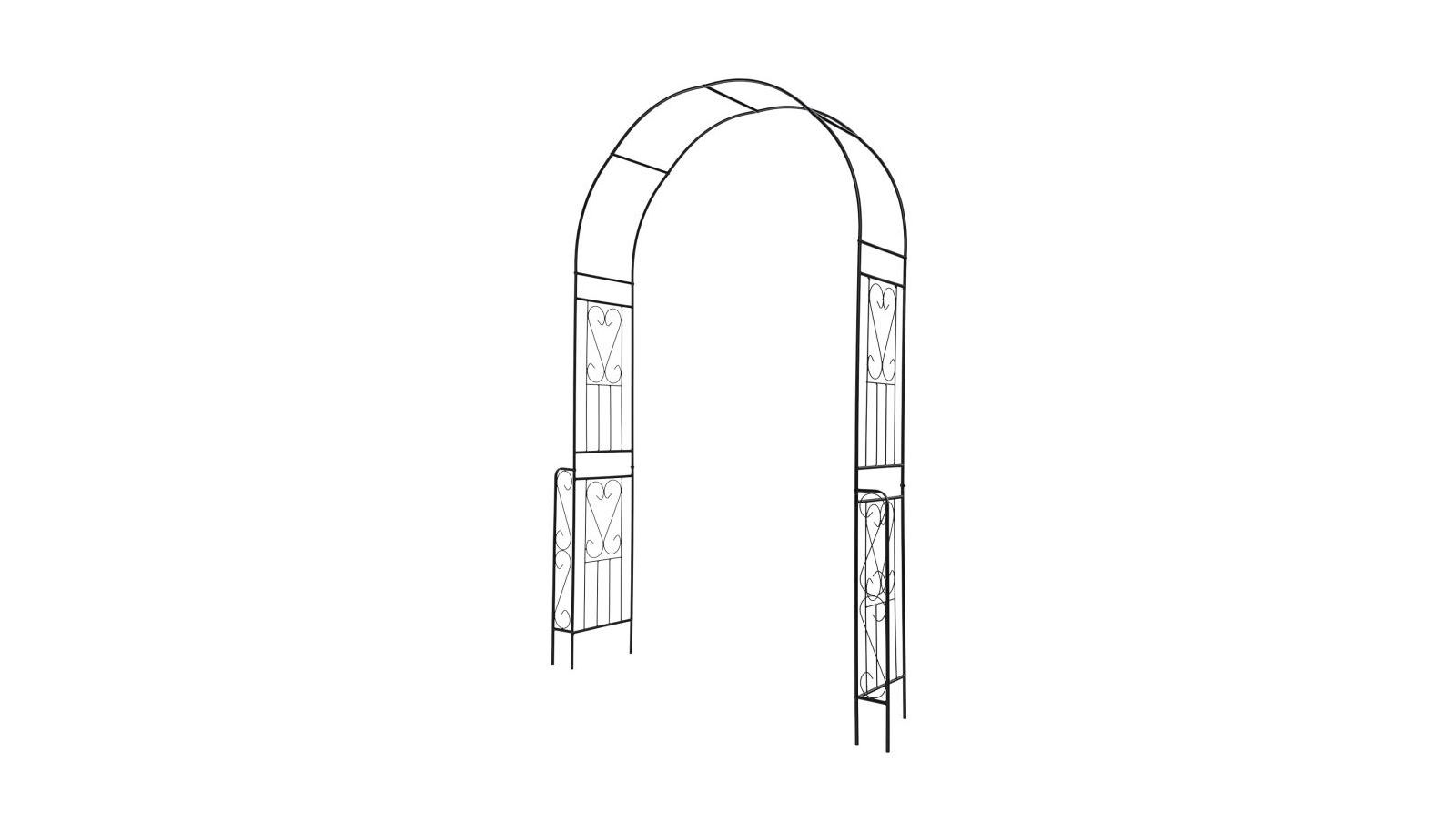 Slickblue 7.9 Feet Metal Garden Arch Backdrop Stand with Fence for Climbing Plants-Black