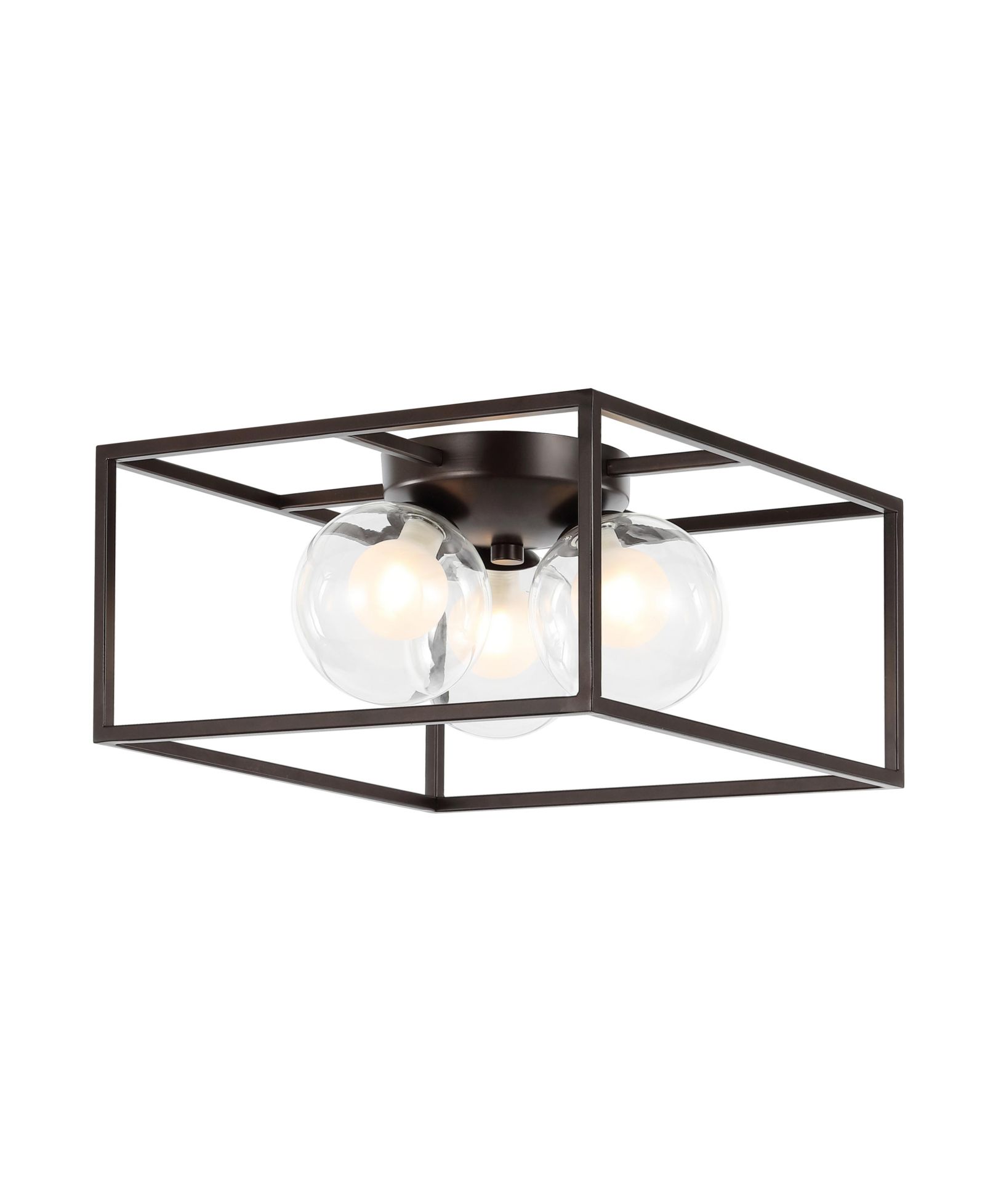Jonathan Y Kyle 14" 3-Light Modern Farmhouse Metal/Iron Open-Caged LED Flush Mount