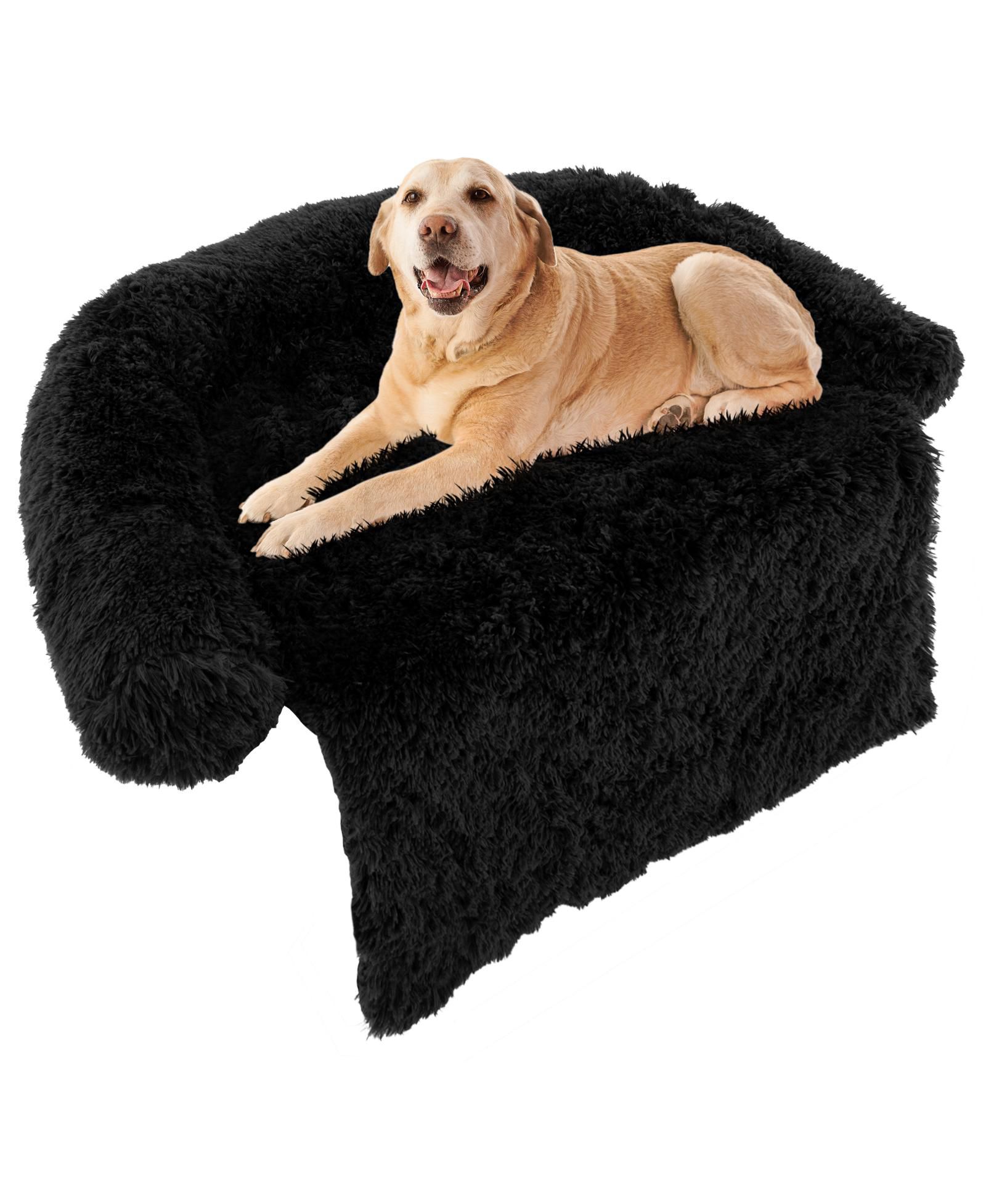 Plush Dog Couch Bed with Anti-Slip Base for Calming Comfort and Support
