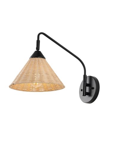 Jonathan Y Kiawah 11" 1-Light Vintage Coastal Rattan/Metal Swing Arm LED Sconce