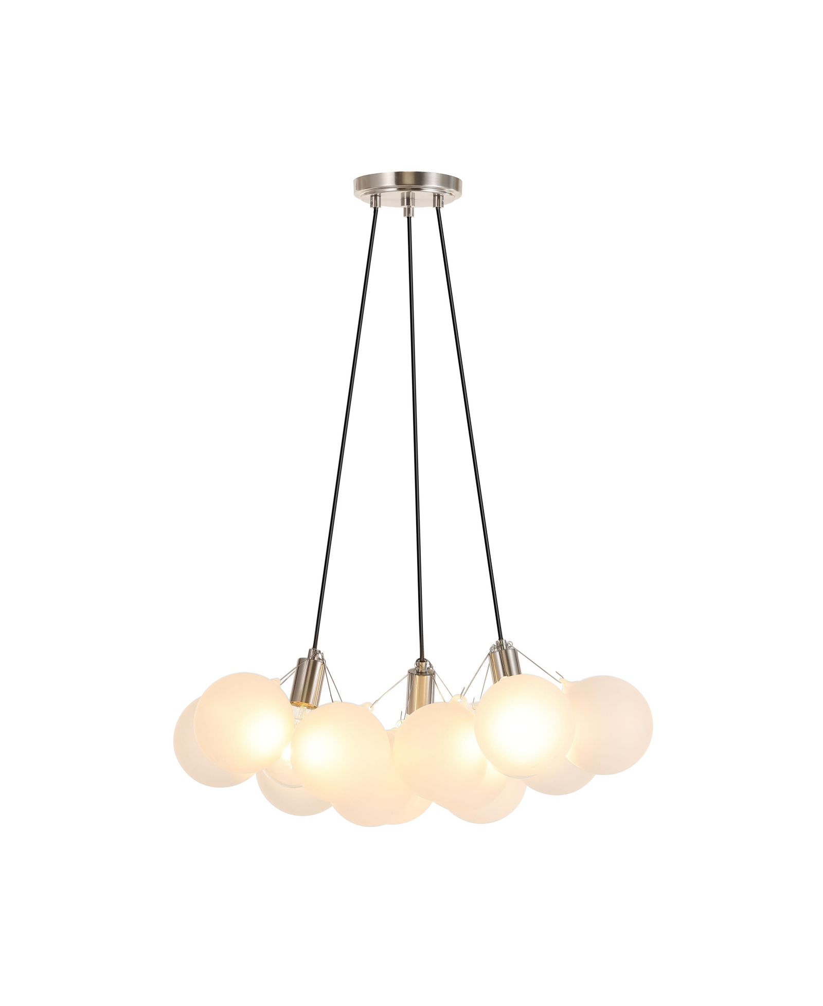 Люстра Aubrey 24" 3-Light Mid-Century Glam, матовое стекло LED, White/Brushed Nickel