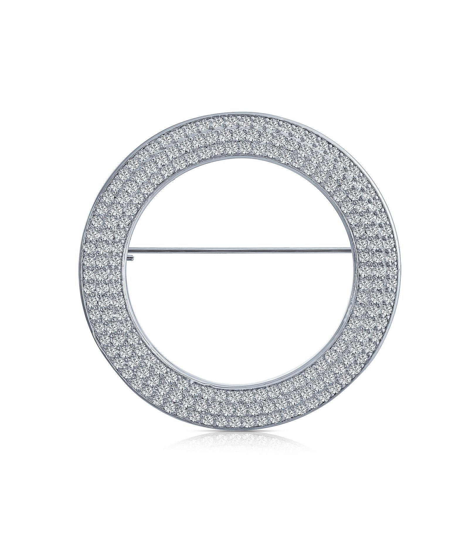 Bling Jewelry Брошь-булавка Eternity Cubic Zirconia Pave CZ Scarf Round Circle