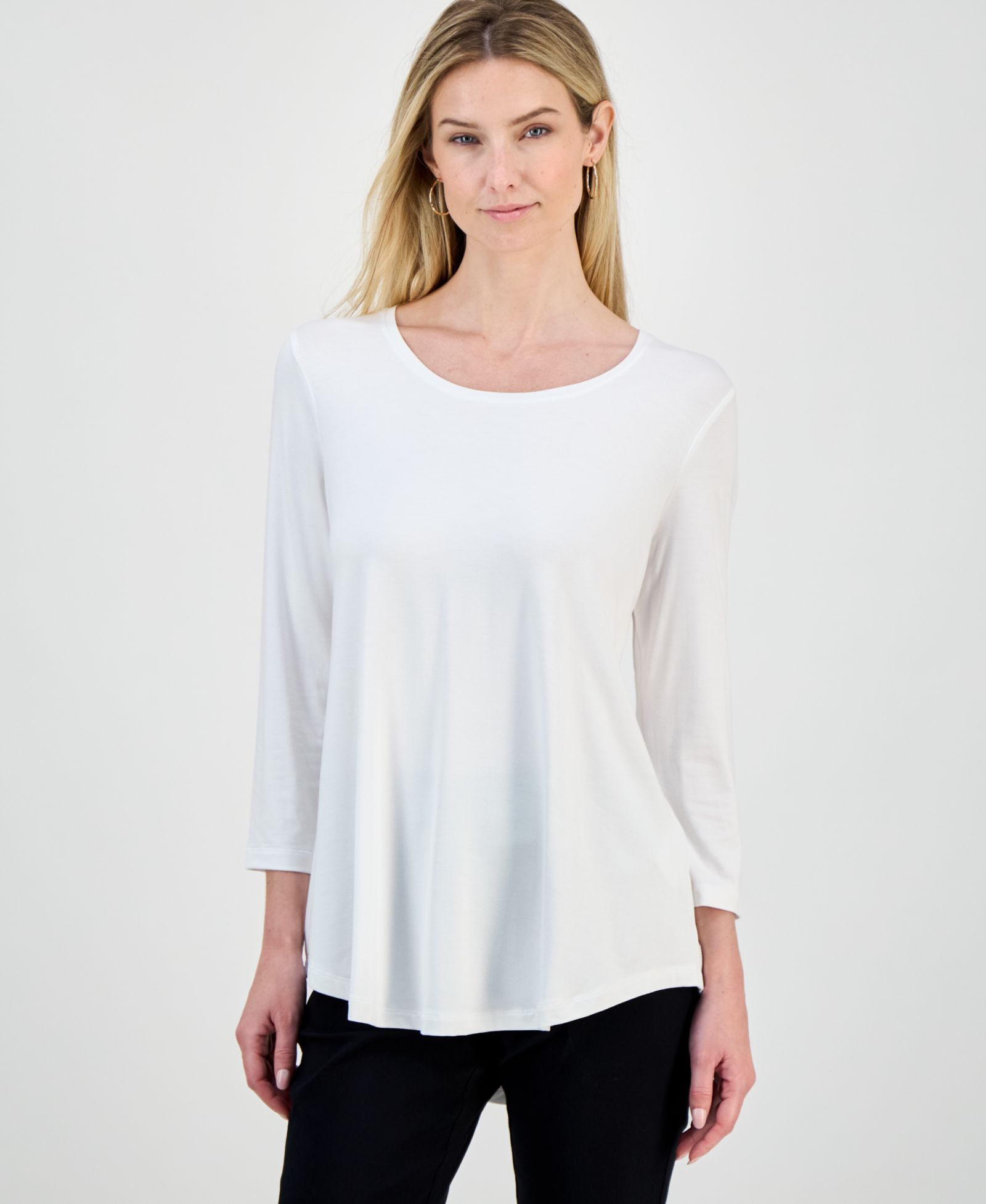 JM Collection Women's 3/4-Sleeve Scoop Neck Top, Created for Macy's