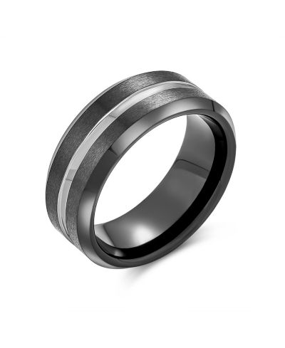 Bling Jewelry двухцветное титановое кольцо для пар