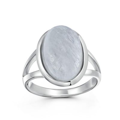Кольцо Bling Jewelry Oval Cabochon Bezel Natural Stone Split Shank Boho Statement Sterling Silver