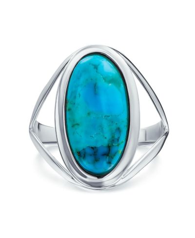 Массивное кольцо Bling Jewelry Large Cabochon Oval Turquoise из стерлингового серебра