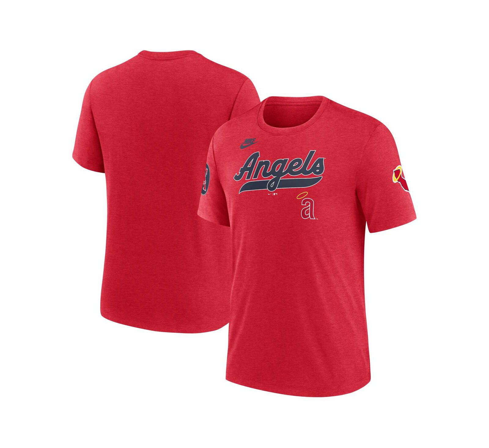Мужская футболка Nike Heather Red California Angels Cooperstown Collection Eras Tri-Blend