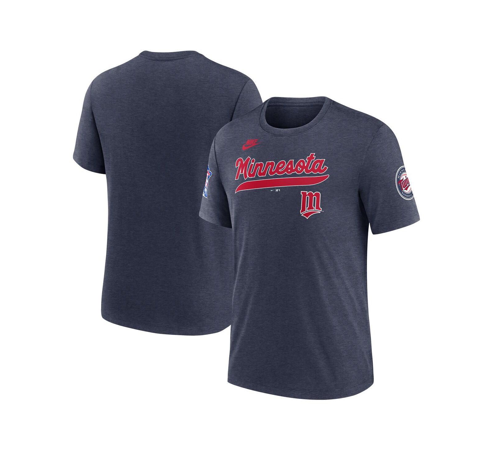 Nike Men's Heather Navy Minnesota Twins Cooperstown Collection Eras Tri-Blend T-Shirt