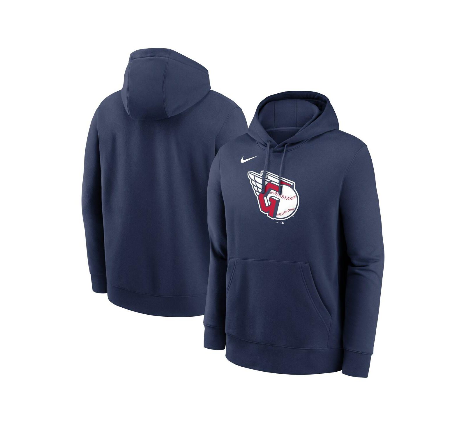 Мужское худи Nike Navy Cleveland Guardians Logo Club Fleece Pullover