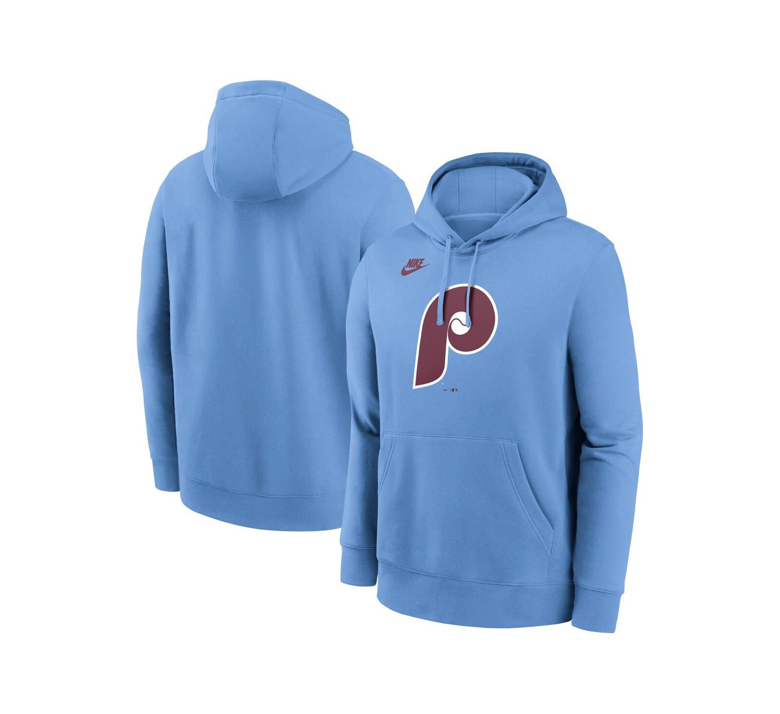 Мужская толстовка Nike Philadelphia Phillies Cooperstown Collection Logo Club Pullover Hoodie, светло-голубой