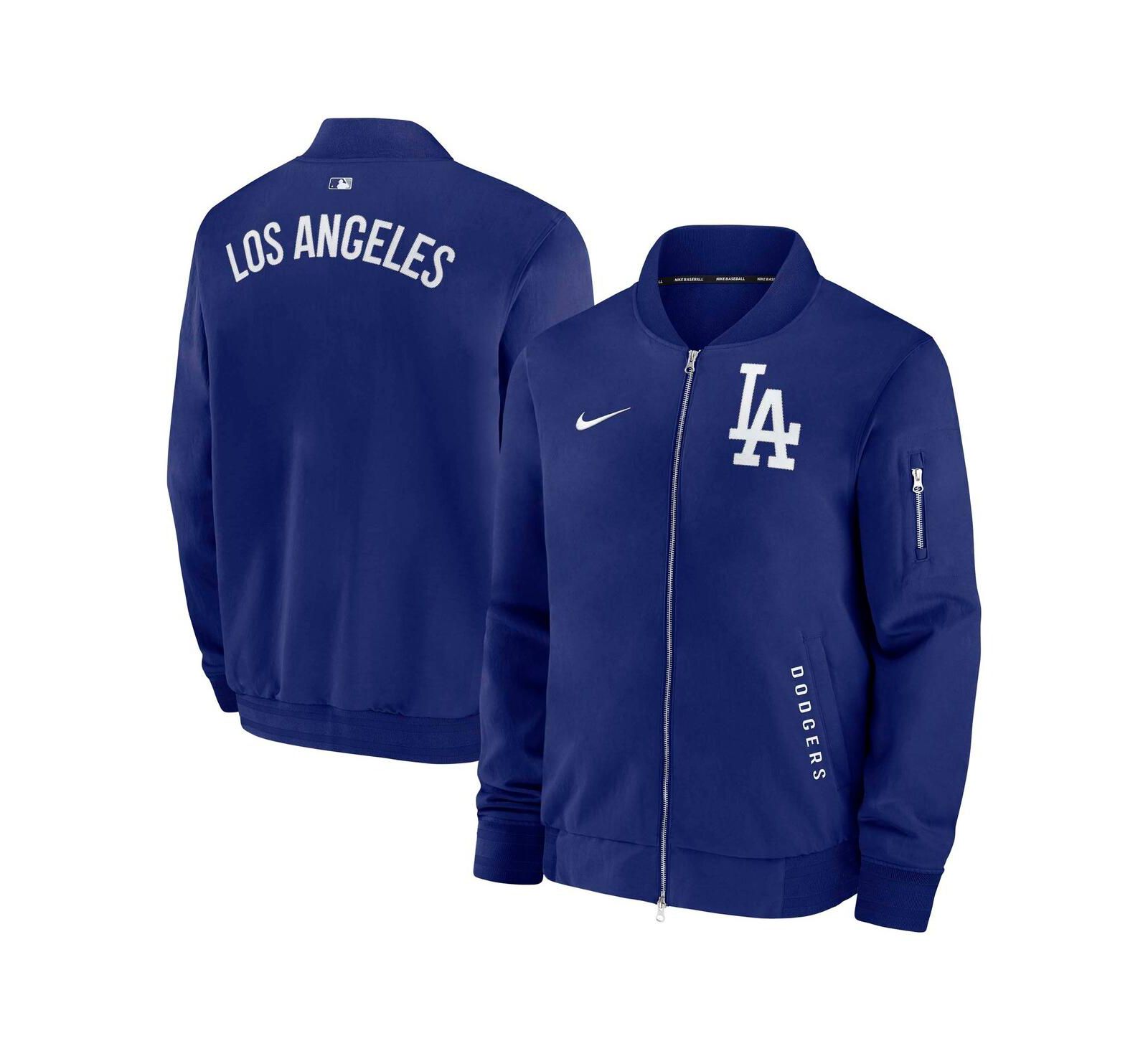 Nike Men's Royal Los Angeles Dodgers Authentic Collection Dugout Full-Zip Bomber Jacket