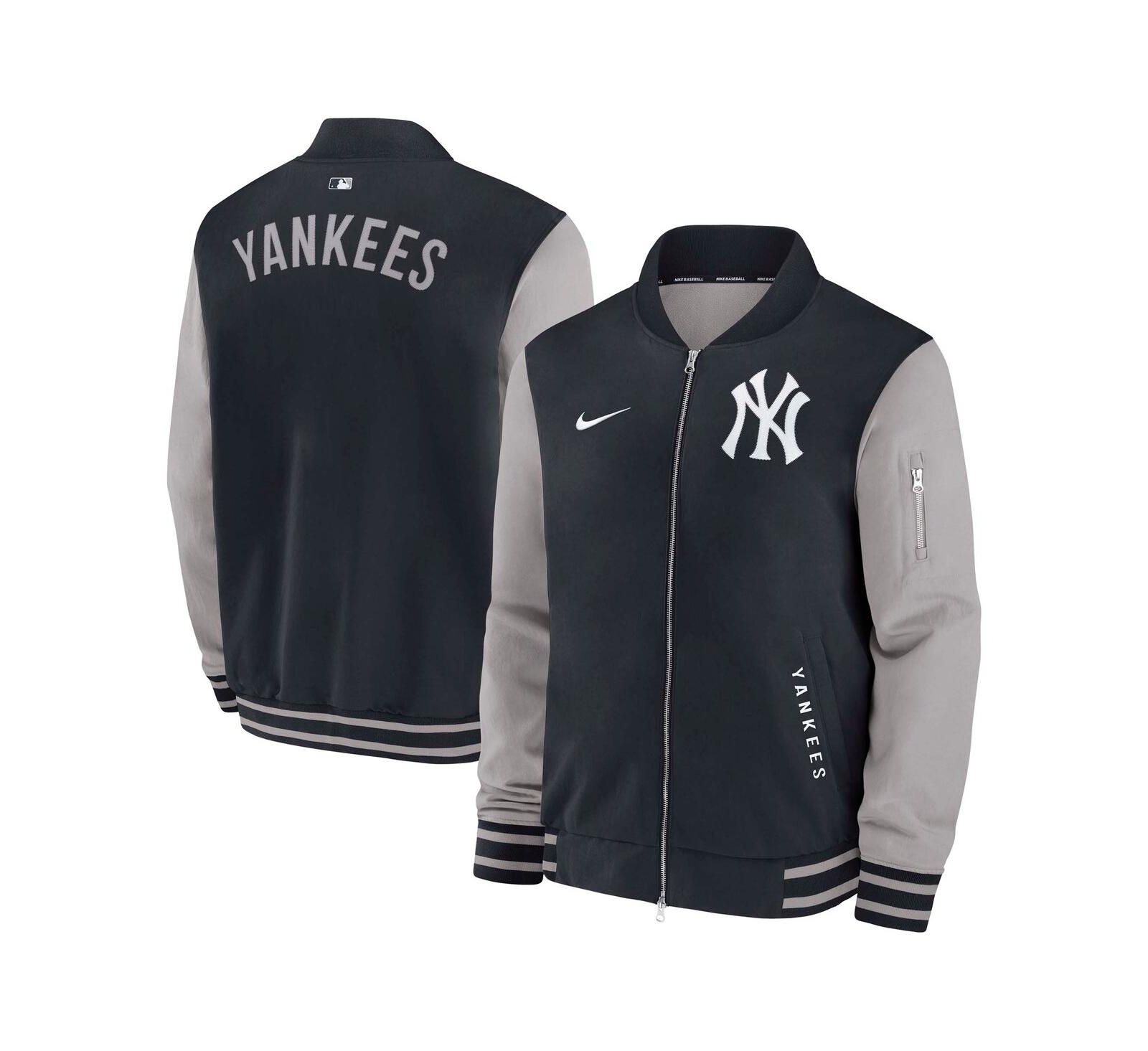 Nike Men's Navy/Gray New York Yankees Authentic Collection Dugout Full-Zip Bomber Jacket