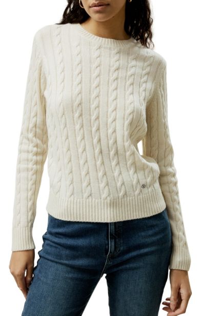 LILYSILK Women's Classic Cable Knit Sweater with Ribbed Edges