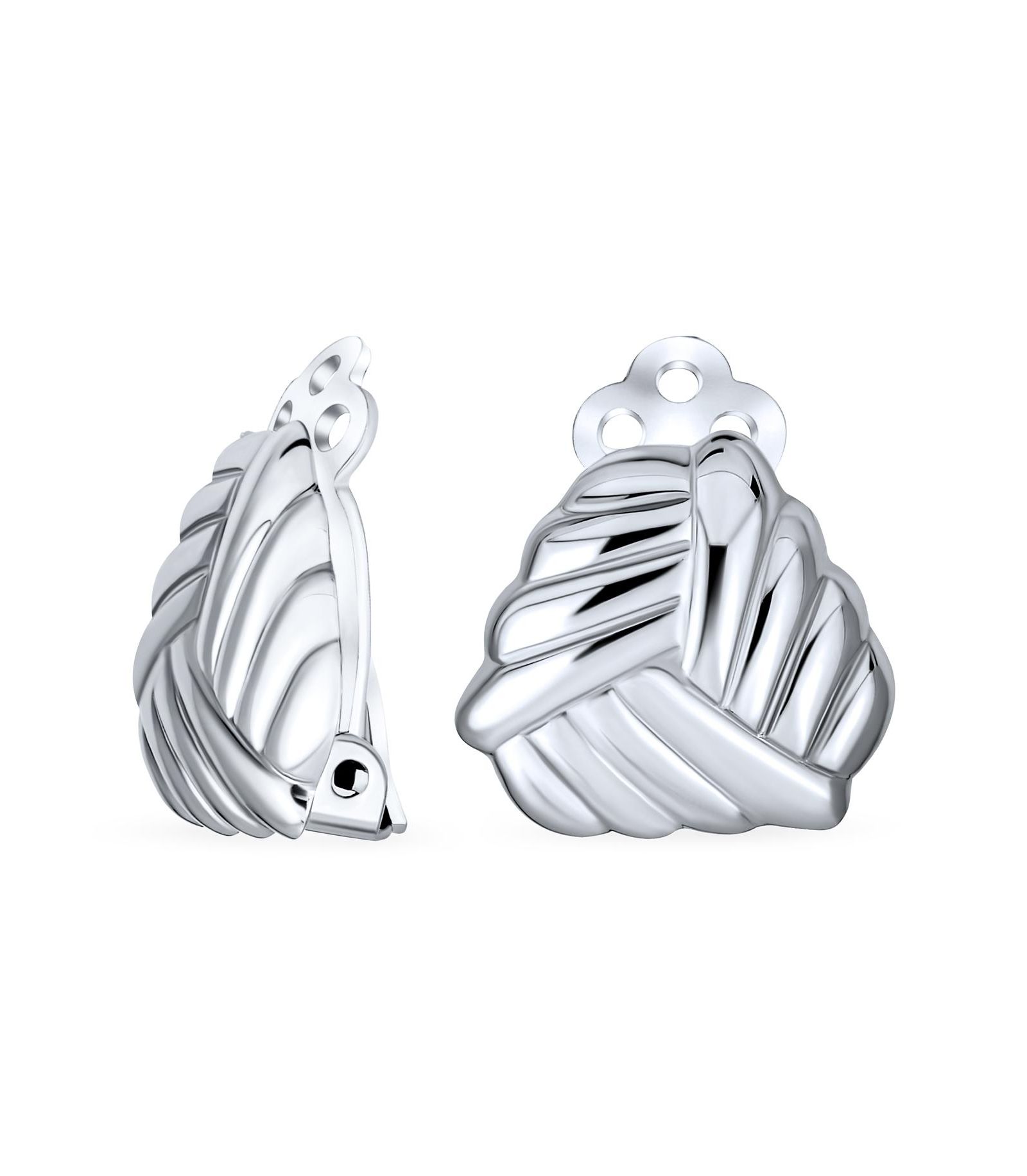 Серьги Bling Jewelry.925 Sterling Silver Geometric Twist Love Knot Clip On