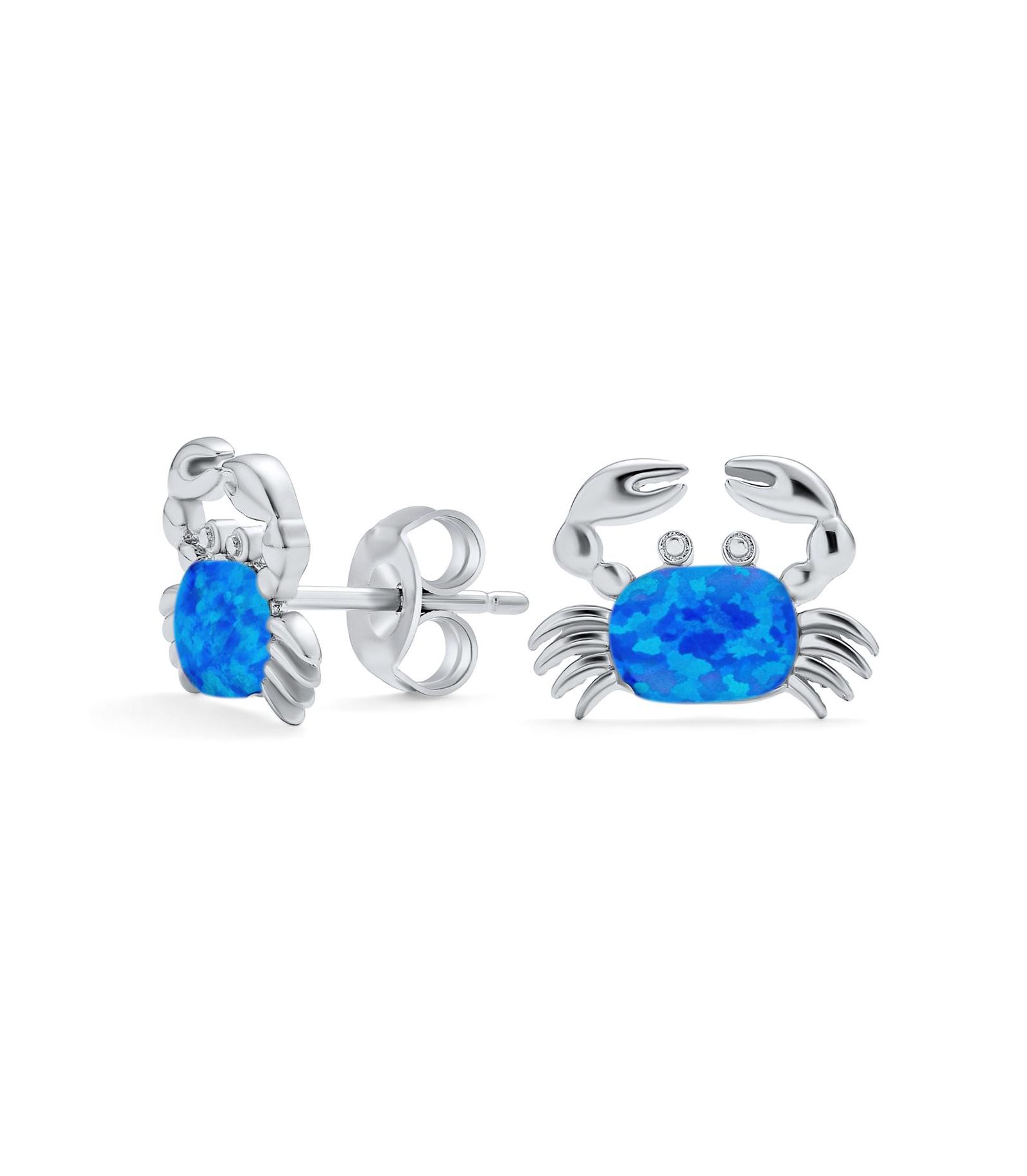 Bling Jewelry серьги-гвоздики с опалом в морском стиле, .925 Sterling Silver